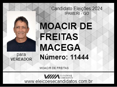 Candidato MOACIR DE FREITAS MACEGA 2024 - IPAMERI - Eleições