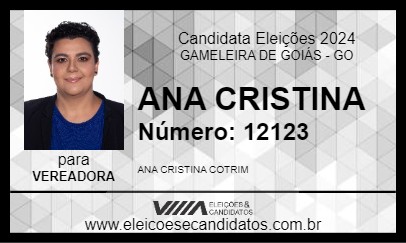 Candidato ANA CRISTINA 2024 - GAMELEIRA DE GOIÁS - Eleições