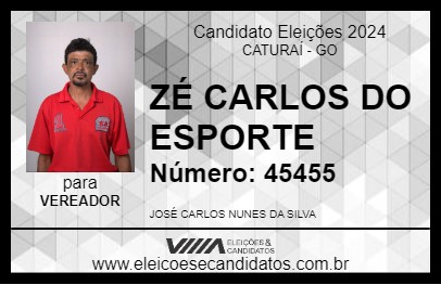 Candidato ZÉ CARLOS DO ESPORTE 2024 - CATURAÍ - Eleições