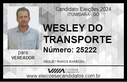 Candidato WESLEY DO TRANSPORTE 2024 - ITUMBIARA - Eleições