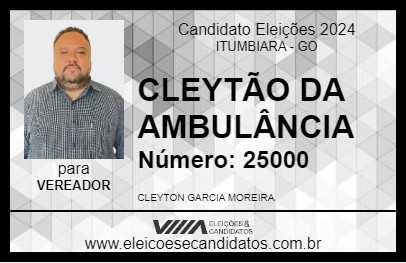 Candidato CLEYTÃO DA AMBULÂNCIA 2024 - ITUMBIARA - Eleições