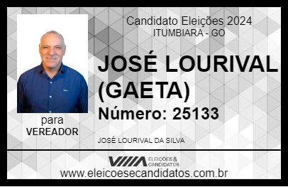 Candidato JOSÉ LOURIVAL (GAETA) 2024 - ITUMBIARA - Eleições