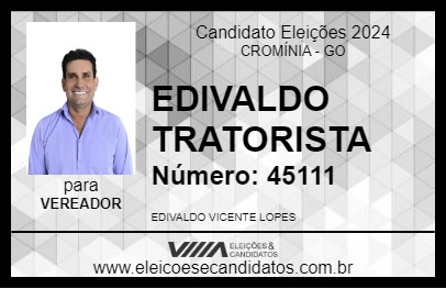 Candidato EDIVALDO TRATORISTA 2024 - CROMÍNIA - Eleições