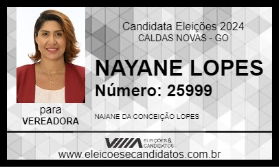 Candidato NAYANE LOPES 2024 - CALDAS NOVAS - Eleições