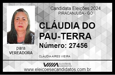 Candidato CLÁUDIA DO PAU-TERRA 2024 - PIRACANJUBA - Eleições