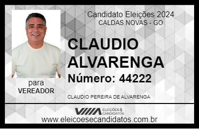 Candidato CLAUDIO ALVARENGA 2024 - CALDAS NOVAS - Eleições