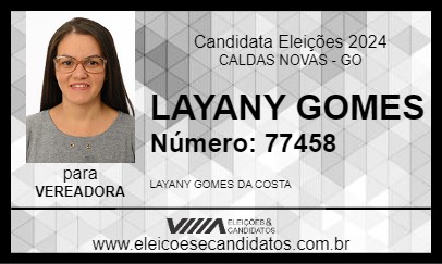 Candidato LAYANY GOMES 2024 - CALDAS NOVAS - Eleições