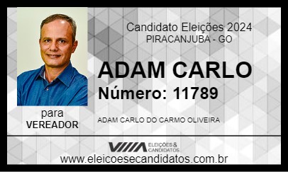 Candidato ADAM CARLO 2024 - PIRACANJUBA - Eleições