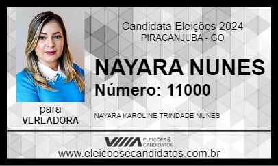 Candidato NAYARA NUNES 2024 - PIRACANJUBA - Eleições