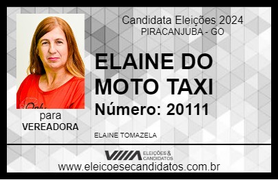 Candidato ELAINE DO MOTO TAXI 2024 - PIRACANJUBA - Eleições