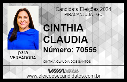 Candidato CINTHIA CLAUDIA 2024 - PIRACANJUBA - Eleições