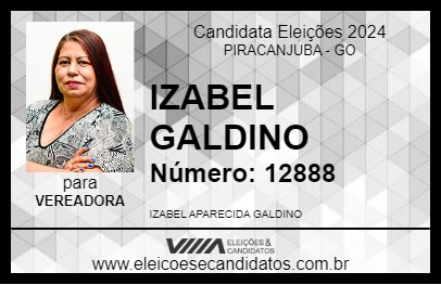 Candidato IZABEL GALDINO 2024 - PIRACANJUBA - Eleições