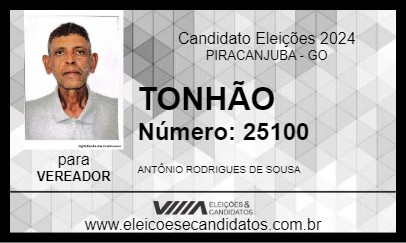 Candidato TONHÃO 2024 - PIRACANJUBA - Eleições