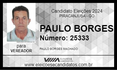 Candidato PAULO BORGES 2024 - PIRACANJUBA - Eleições