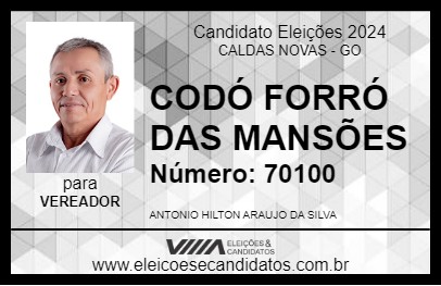 Candidato CODÓ FORRÓ DAS MANSÕES 2024 - CALDAS NOVAS - Eleições