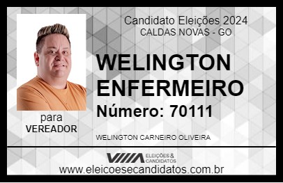 Candidato WELINGTON ENFERMEIRO 2024 - CALDAS NOVAS - Eleições