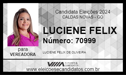 Candidato LUCIENE FELIX 2024 - CALDAS NOVAS - Eleições