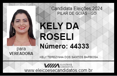 Candidato KELY DA ROSELI 2024 - PILAR DE GOIÁS - Eleições