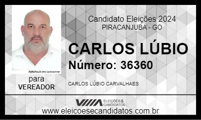 Candidato CARLOS LÚBIO 2024 - PIRACANJUBA - Eleições