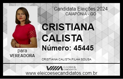 Candidato CRISTIANA CALISTA 2024 - CAIAPÔNIA - Eleições