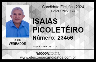 Candidato ISAIAS PICOLETEIRO 2024 - CAIAPÔNIA - Eleições