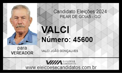 Candidato VALCI 2024 - PILAR DE GOIÁS - Eleições