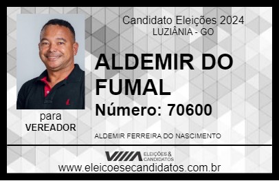 Candidato ALDEMIR DO FUMAL 2024 - LUZIÂNIA - Eleições