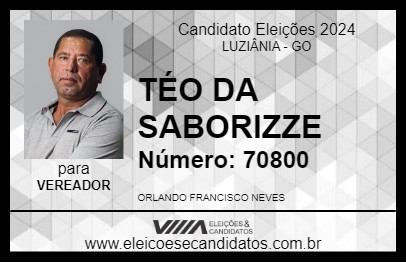 Candidato TÉO DA SABORIZZE 2024 - LUZIÂNIA - Eleições