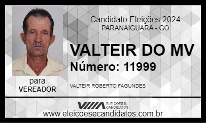 Candidato VALTEIR DO MV 2024 - PARANAIGUARA - Eleições