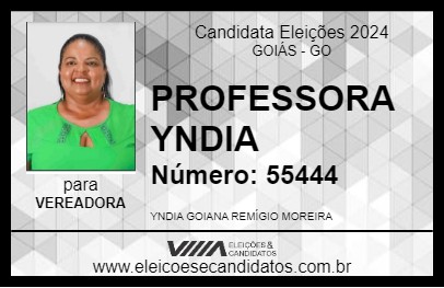 Candidato PROFESSORA YNDIA 2024 - GOIÁS - Eleições