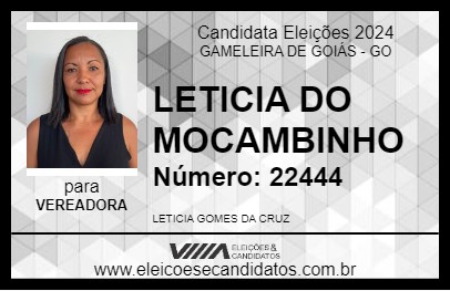 Candidato LETICIA DO MOCAMBINHO 2024 - GAMELEIRA DE GOIÁS - Eleições