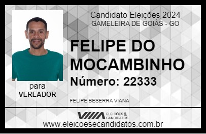 Candidato FELIPE DO MOCAMBINHO 2024 - GAMELEIRA DE GOIÁS - Eleições