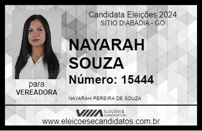 Candidato NAYARAH SOUZA 2024 - SÍTIO D\ABADIA - Eleições