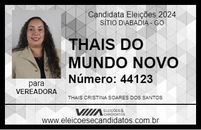 Candidato THAIS DO MUNDO NOVO 2024 - SÍTIO D\ABADIA - Eleições