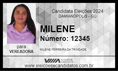 Candidato MILENE 2024 - DAMIANÓPOLIS - Eleições