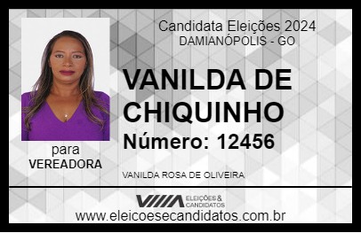 Candidato VANILDA DE CHIQUINHO 2024 - DAMIANÓPOLIS - Eleições