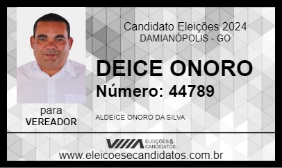 Candidato DEICE ONORO 2024 - DAMIANÓPOLIS - Eleições