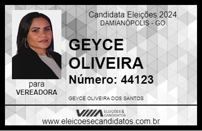 Candidato GEYCE OLIVEIRA 2024 - DAMIANÓPOLIS - Eleições