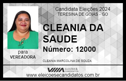 Candidato CLEANIA DA SAUDE 2024 - TERESINA DE GOIÁS - Eleições