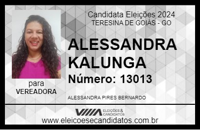 Candidato ALESSANDRA KALUNGA 2024 - TERESINA DE GOIÁS - Eleições