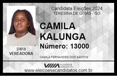 Candidato CAMILA KALUNGA 2024 - TERESINA DE GOIÁS - Eleições