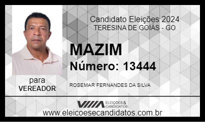 Candidato MAZIM 2024 - TERESINA DE GOIÁS - Eleições