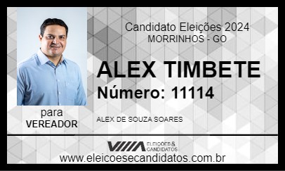 Candidato ALEX TIMBETE 2024 - MORRINHOS - Eleições