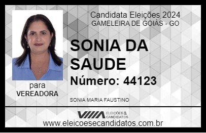 Candidato SONIA DA SAUDE 2024 - GAMELEIRA DE GOIÁS - Eleições