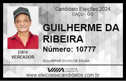 Candidato GUILHERME DA RIBEIRA 2024 - CAÇU - Eleições