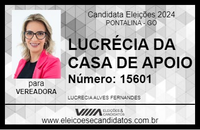 Candidato LUCRÉCIA DA CASA DE APOIO 2024 - PONTALINA - Eleições