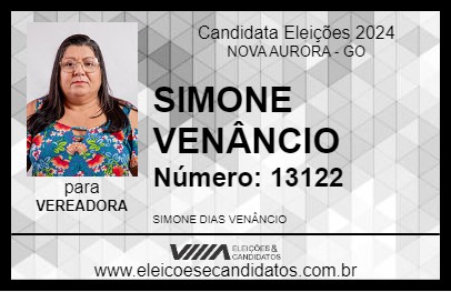 Candidato SIMONE VENÂNCIO 2024 - NOVA AURORA - Eleições