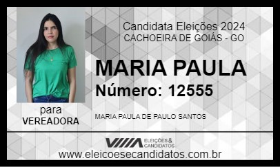 Candidato MARIA PAULA 2024 - CACHOEIRA DE GOIÁS - Eleições