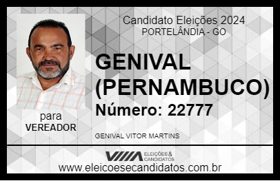 Candidato GENIVAL (PERNAMBUCO) 2024 - PORTELÂNDIA - Eleições