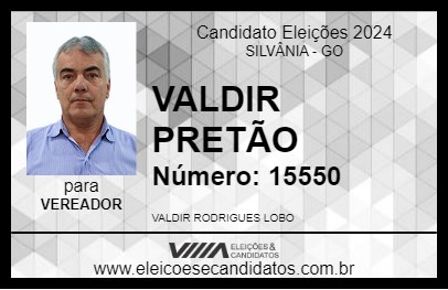 Candidato VALDIR PRETÃO 2024 - SILVÂNIA - Eleições